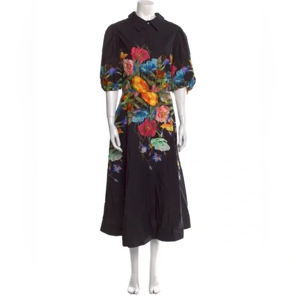 Rickie Freeman for Teri Jon Black Floral Midi Dress Size 12 - Picture 4 of 12